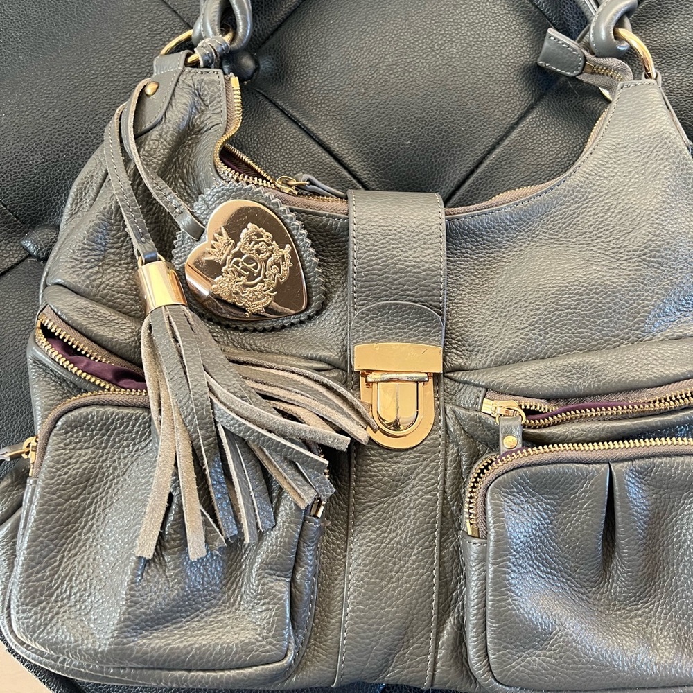 Robert Dice: Vintage Dove Grey Leather Bag unique high quality Y2K style